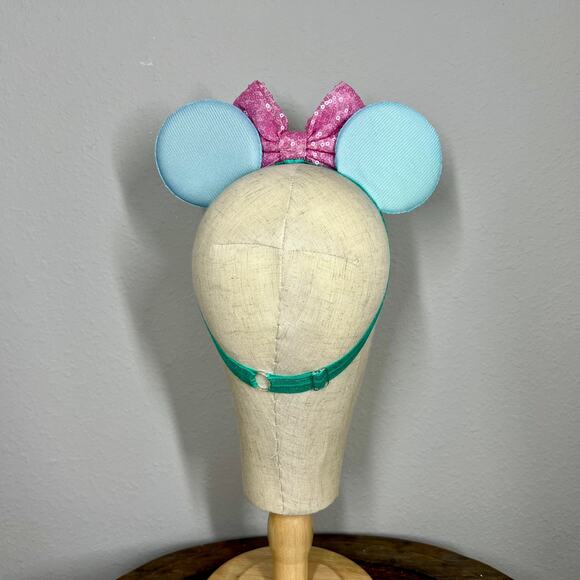 Blue Cotton Candy Elastic Minnie Ears | Disney-Inspired Adjustable Headband - Picture 4 of 5